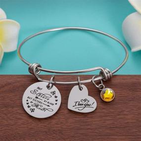 img 3 attached to 👭 Raysunfook Birthstone Charm Bracelet - Sisters By Heart, Not By Blood - Friendship Gift, I Love You Sister Cuff - Friend Jewelry