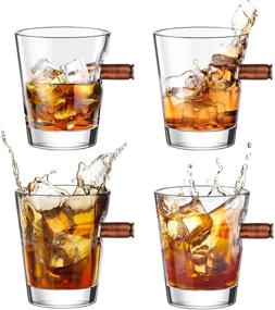 img 4 attached to 🥃 Set of 4 Bullet Shot Glasses, Kollea 2-Ounce Cool Shot Glasses with Crystal Whiskey Design - Ideal Gifts for Men on Father's Day, Birthday, Anniversary, Wedding, Retirement