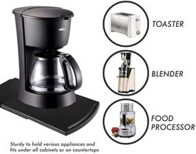 img 1 attached to 🏬 Convenient Appliance Caddy: 12" Sliding Coffee Maker Tray w/ Rolling Wheels - Black (1 Pack)