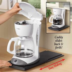 img 3 attached to 🏬 Convenient Appliance Caddy: 12" Sliding Coffee Maker Tray w/ Rolling Wheels - Black (1 Pack)