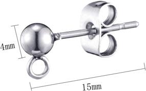 img 2 attached to 📿 Pack of 100 Stainless Steel Solid Round Ball Post Stud Earrings with Loop for DIY Jewelry Dangle Earring Crafts