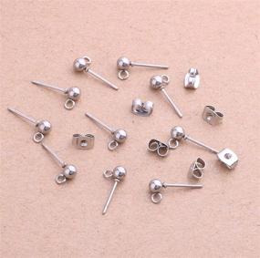 img 1 attached to 📿 Pack of 100 Stainless Steel Solid Round Ball Post Stud Earrings with Loop for DIY Jewelry Dangle Earring Crafts
