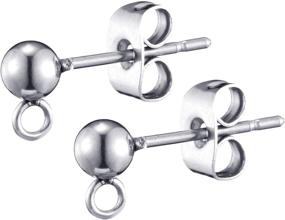 img 3 attached to 📿 Pack of 100 Stainless Steel Solid Round Ball Post Stud Earrings with Loop for DIY Jewelry Dangle Earring Crafts