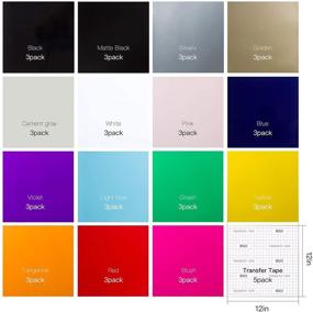 img 3 attached to 🌈 Permanent Adhesive Vinyl Sheets 12x12 - 50 Sheets in 15 Assorted Colors + 5 Sheets Transfer Tape for Cricut & Other Cutters