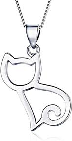 img 4 attached to 🐱 Jacob Alva Dainty Sterling Silver Cat Necklace for Women and Girls