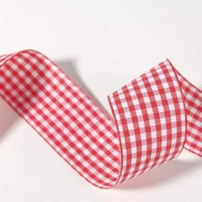img 1 attached to 🎀 Red Gingham Checkered Ribbon by VIVIQUEN - 1-Inch Width, 25 Yard Roll, 100% Polyester, Woven Edge - Ideal for Crafts, Christmas Gift Wrapping, Wedding Decorations