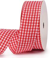 🎀 red gingham checkered ribbon by viviquen - 1-inch width, 25 yard roll, 100% polyester, woven edge - ideal for crafts, christmas gift wrapping, wedding decorations logo