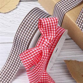 img 3 attached to 🎀 Red Gingham Checkered Ribbon by VIVIQUEN - 1-Inch Width, 25 Yard Roll, 100% Polyester, Woven Edge - Ideal for Crafts, Christmas Gift Wrapping, Wedding Decorations