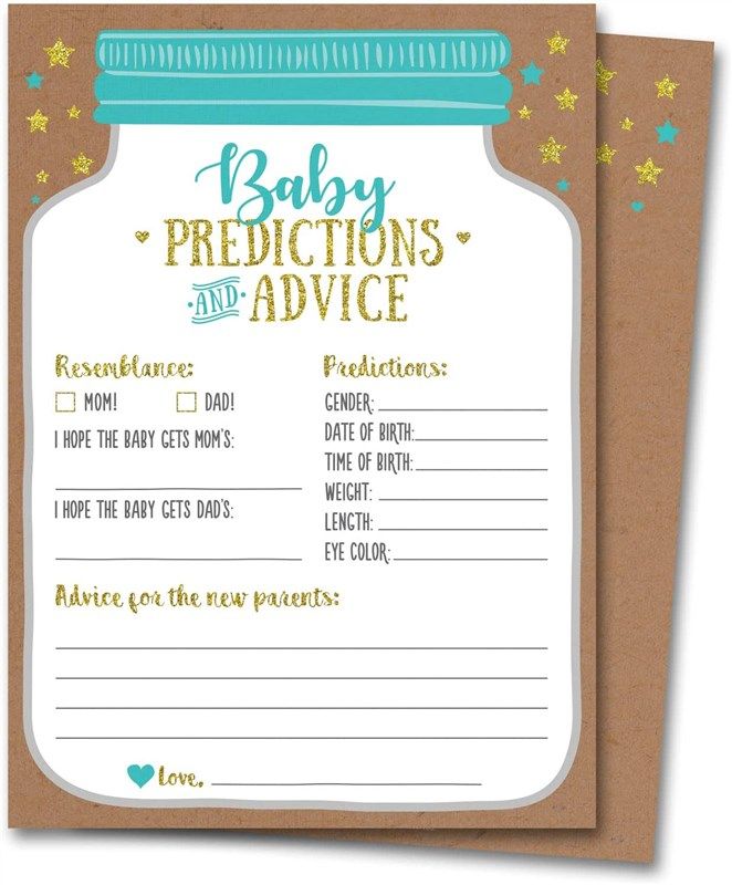 50 mason jar baby shower prediction and advice cards - gender neutral boy or girl 로고