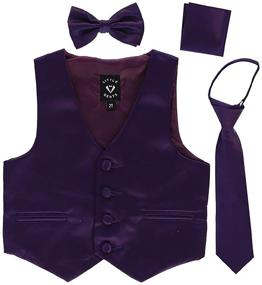 img 2 attached to iGirlDress Boys Formal Satin Vest Set with Zipper Tie, Bowtie & Hanky - 4 Piece Ensemble
