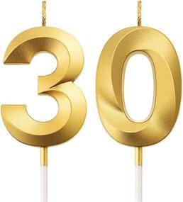 img 4 attached to 🎉 Shimmering Gold 30th Birthday Cake Numeral Candles - Celebrate with Style!