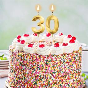 img 1 attached to 🎉 Shimmering Gold 30th Birthday Cake Numeral Candles - Celebrate with Style!