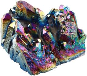 img 2 attached to 🌈 SUNYIK Rainbow Aura Titanium Coated Crystal Cluster, Quartz Drusy Geode Gemstone Specimen Figurine 0.4-0.45lb - Enhanced SEO