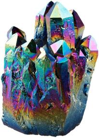 img 3 attached to 🌈 SUNYIK Rainbow Aura Titanium Coated Crystal Cluster, Quartz Drusy Geode Gemstone Specimen Figurine 0.4-0.45lb - Enhanced SEO