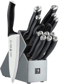 img 4 attached to 🔪 HENCKELS Silvercap 14-piece Kitchen Knife Set with Block, Chef Knife, Bread Knife, Steak Knife Set, Black