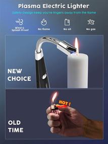 img 3 attached to Black Rechargeable Electric Candle Lighter with 360° Flexible Neck, LED Battery Display, Flameless Windproof Safety, Long Lighter for Candle, Grill, Fireworks