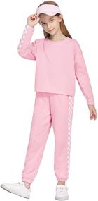 img 1 attached to 👚 Greatchy Girls Cute Plaid Sweatsuit Set: Stylish Pullover Hoodies with Matching Jogger Sweatpants - Trendy Outfit for Comfort and Style