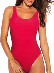img 4 attached to 👙 ENCHANTED DREAM Women's One Piece Swimsuit: Tummy Control Athletic Swimwear with High Cut and Low Back for Stylish Beach Look