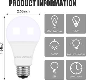 img 3 attached to 💡 Zorykn Daylight LED Bulbs: 50W, 100W, and 150W Equivalents - High Lumens 600, 1200, 1800