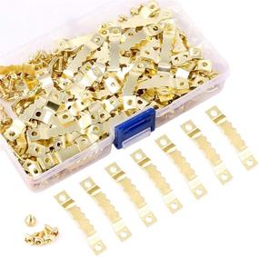 img 4 attached to 🖼️ Rustark 120Pcs Golden Stainless Steel Sawtooth Picture Hangers: Frame Hanging Hangers with Screws - Perfect for Picture Frames, Painting Frames, and Cross-Stitch Projects
