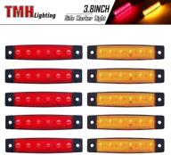 🚦 tk12 waterproof 12v dc tmh 10 pcs 3.8 inch red + amber 6 led side marker fender lights indicators clearance lamp for trailer truck rv lorry van boat bus atv utv logo