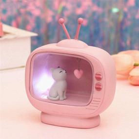 img 2 attached to LIOOBO Kids Cat Night Light LED Bedside Lamp: Cute Night Lamp for Children, Baby Girls Bedroom (Sitting Position Heart Lamp)