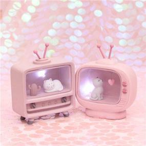 img 1 attached to LIOOBO Kids Cat Night Light LED Bedside Lamp: Cute Night Lamp for Children, Baby Girls Bedroom (Sitting Position Heart Lamp)