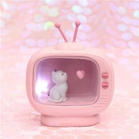 img 3 attached to LIOOBO Kids Cat Night Light LED Bedside Lamp: Cute Night Lamp for Children, Baby Girls Bedroom (Sitting Position Heart Lamp)