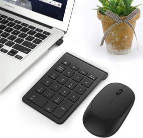 img 2 attached to 💻 Ultra Slim Wireless Numeric Keypad and Mouse Set - Acedada Portable 2.4GHz USB Combo for Laptop, Notebook, Desktop, PC Computer - Black