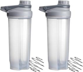 img 4 attached to 🏋️ 24-Ounce Leakproof Protein Shaker Bottle Set with Wire Whisk - 2 Pack Clear Blender Bottles for Fitness Enthusiasts