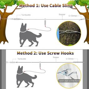 img 3 attached to 🐶 Dog Runner for Yard: 100ft Aerial Dog Trolley System with Pulley Runner Lead and Bungee Leash - Ideal for Medium to Large Dogs, Dog Runs for Outdoor Use