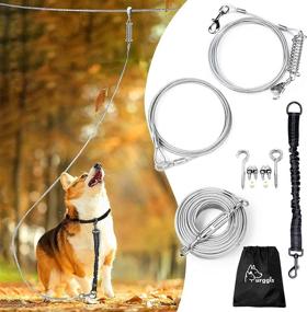 img 4 attached to 🐶 Dog Runner for Yard: 100ft Aerial Dog Trolley System with Pulley Runner Lead and Bungee Leash - Ideal for Medium to Large Dogs, Dog Runs for Outdoor Use