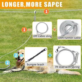 img 1 attached to 🐶 Dog Runner for Yard: 100ft Aerial Dog Trolley System with Pulley Runner Lead and Bungee Leash - Ideal for Medium to Large Dogs, Dog Runs for Outdoor Use