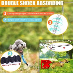 img 2 attached to 🐶 Dog Runner for Yard: 100ft Aerial Dog Trolley System with Pulley Runner Lead and Bungee Leash - Ideal for Medium to Large Dogs, Dog Runs for Outdoor Use