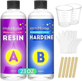img 4 attached to 🎨 600ml/23oz Epoxy Resin and Hardener Kit - Professional Crystal Clear Coating and Casting Resin with Protective Gloves, Graduated Cups & Sticks for Art, Craft, Wood, Jewelry Making, River Tables