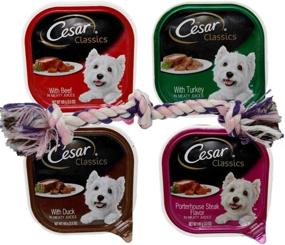 img 4 attached to 🐶 Cesar Classic Dog Food 8 Can Variety Pack with Toy Bundle, Includes 2 Each of Beef, Turkey, Duck, and Porterhouse Steak Flavors (3.5 Ounces Each)