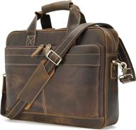 polare full grain leather laptop bag briefcase for men - 16.5'' business messenger work bag, fits 15.6'' laptop logo