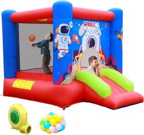 img 4 attached to WELLFUNTIME Inflatable Jumping Bouncer Basketball