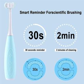 img 1 attached to 🦷 Cellena Kids Auto Toothbrush: U31 Sonic Electric, Soft Silicone Bristles, 2 Brush Heads - Blue Regular