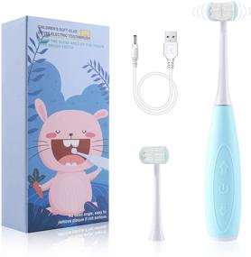 img 4 attached to 🦷 Cellena Kids Auto Toothbrush: U31 Sonic Electric, Soft Silicone Bristles, 2 Brush Heads - Blue Regular
