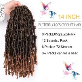 img 3 attached to 🔥 14-дюймовые искусственные замшелые косички "Faux Locs" на крючке Soft Butterfly Locs - 6 штук, предварительно завитые, натуральные синтетические волосы для женщин (12 прядей/упаковка; Цвет: 1B/27)