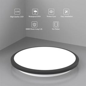 img 3 attached to CHENBEN 24W LED Flush Mount Ceiling Light Fixture - Modern Waterproof Shower Light in 7200K - Ceiling Lamps Ceiling Mount for Kitchen, Bedroom, Shower, Hallway, Bathroom, Living Room - Black