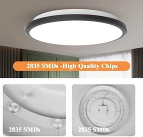 img 2 attached to CHENBEN 24W LED Flush Mount Ceiling Light Fixture - Modern Waterproof Shower Light in 7200K - Ceiling Lamps Ceiling Mount for Kitchen, Bedroom, Shower, Hallway, Bathroom, Living Room - Black