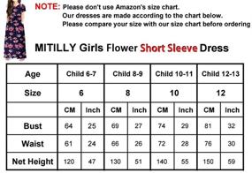 img 1 attached to MITILLY Flower Pleated Pockets Burgundy Girls' Dress Clothing