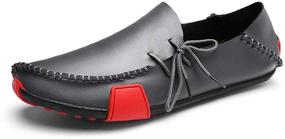 img 4 attached to Ceyue Leather Loafers Breathable Grey 8 5