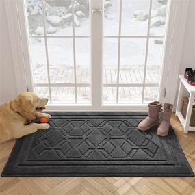 img 4 attached to 🚪 Color & Geometry Dark Grey Indoor Door Mat: Low-Profile Front Door Rug - Non Slip, Machine Washable & Quickly Absorbent - 20"x32" Entrance Mat for Inside Entry