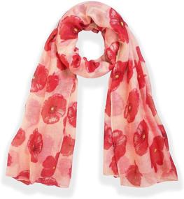 img 2 attached to 🌸 Lightweight Women's Poppies Flower Print Long Scarf - Soft and Stylish Shawl