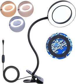 img 4 attached to 🔍 Magnifying Glass with LED Light - 72 LED Magnifier Glasses with 4.72 Inch Lens, 3 Color Modes and Clamp Lamp - Ideal for Circuit Boards, Hobby, Repair, Crafts, Reading - 6X Magnification