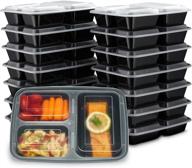 🍱 ez prepa [15 pack] 32oz 3 compartment meal prep containers with lids - plastic food storage containers, bento box, lunch containers - microwave, freezer, and dishwasher safe - food containers логотип