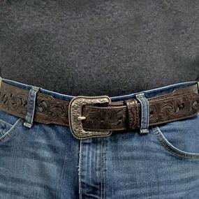 img 2 attached to HOOey Mens Tooled Tapered Belt